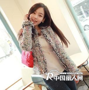 2011韩国女装秋冬热销气质甜美毛昵修身外套