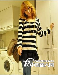 2011韩版女装秋冬装热销百搭新款条纹修身连衣裙