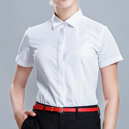 新款商务衬衫女装休闲短袖纯色薄款职业衬衣